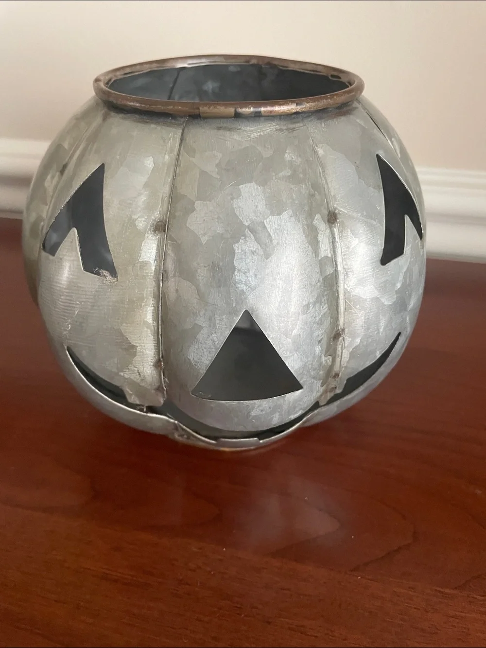 Set of 2 Pottery Barn Galvanized Jack-o-Lanterns (Large & Small) - Retired Set